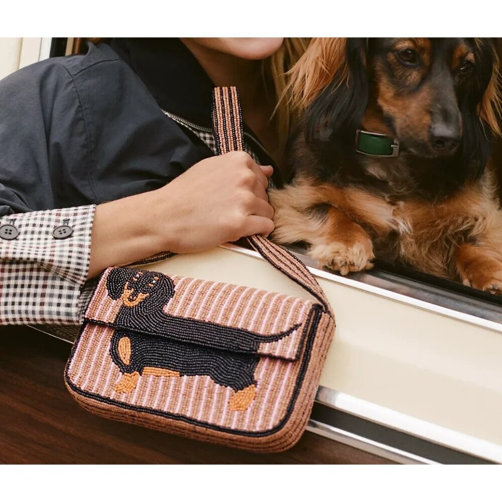 The Fiona Beaded Bag: Animal Edition Dog Motif